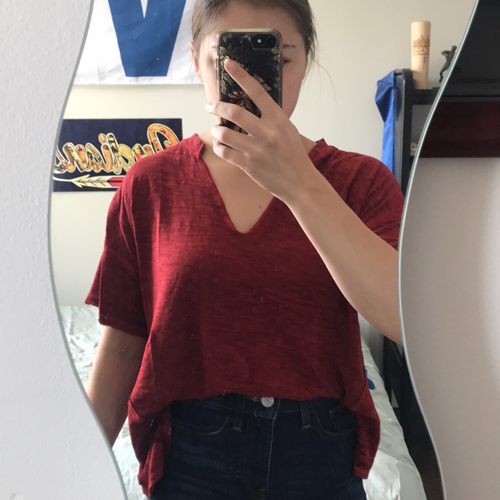 Free People Red Knit Tee